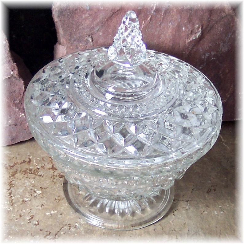 Powder Dish Set with Handmade Powder Puff Glass Vanity Jar & Etsy