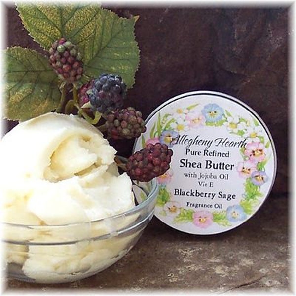 Refined Shea Butter, Natural Body Butter, Fair Trade Shea Butter Balm, Scented and Unscented 2 oz tin