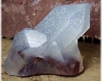 Sparkling Quartz Crystal Formation Soap Rock with Inclusions, Unscented Hand Cast in Custom Mold