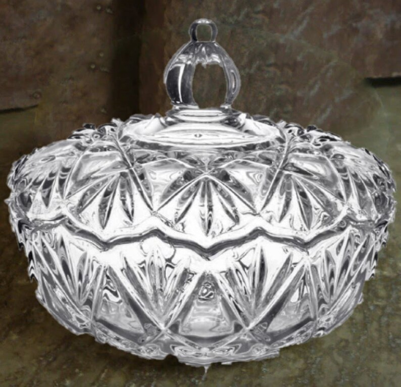 Powder Dish Set with Handmade Powder Puff Glass Vanity Jar & Etsy