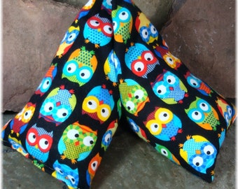 Natural Cherry Pit Moist Heat Pad,  Neck Roll Design, Assorted Flannel Fabrics