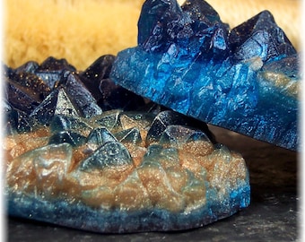 Sapphire Blue Geode  Glycerin Soap Low Crystal Formation, One bar of Soap, Soap Rocks, Gemstone Soap