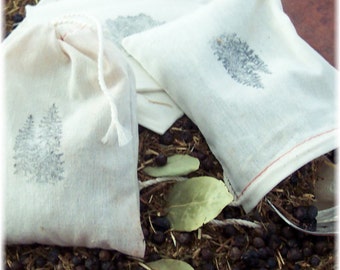 Fir Needle Sachets, Natural Closet Fresheners with Juniper Berries, Herbal Sachet,  Set of 3