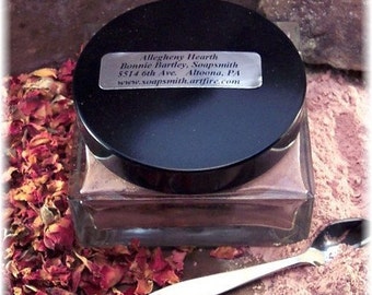 Facial Mask All Natural  Rose Clay or Dead Sea Caly in Square Glass Vanity Jar