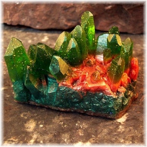 Glycerin Soap Crystal Geode Soap Rock Emerald Green and Copper
