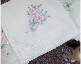 Lavender Sachets, Lavender Closet Freshener, Lingerie Sachet, Organic Lavender Bud, Set of 3 Assorted Colors