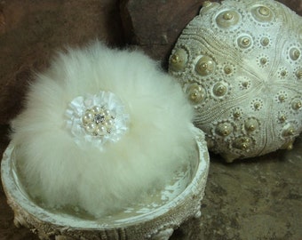 Powder Dish with Handmade Powder Puff and Handmade Powder