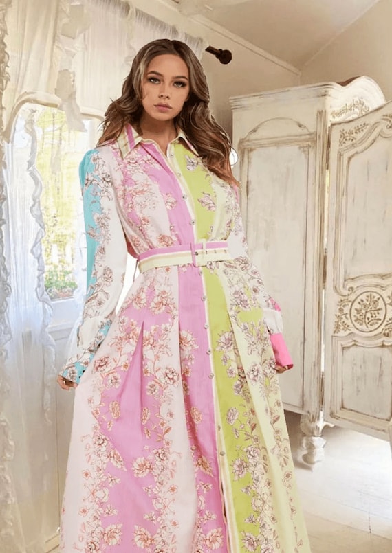 Women's Split Pattern Maxi Dress - Elegant Fashion, Trendy Summer Beach Party Boho Dress for Women