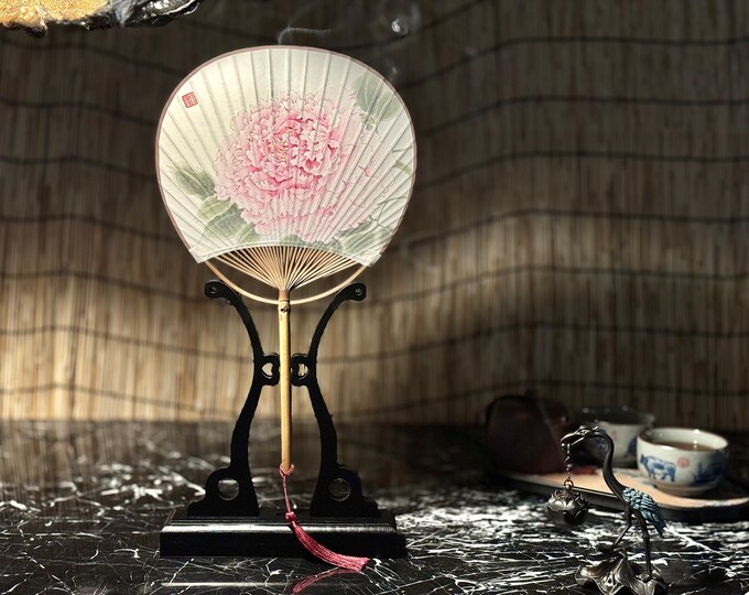 Handmade Chinese Ink Painting Hand Fan, Peony，traditional Chinese Art ...