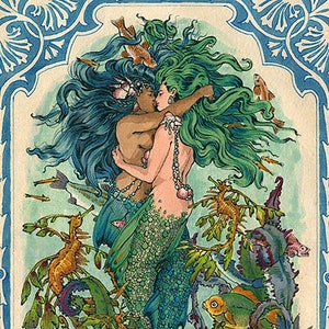 The Sea Princesses Mermaid Lovers Lesbian Mermaids Queer Art LGBT Drawing Gay Romance Felix dEon - Poster