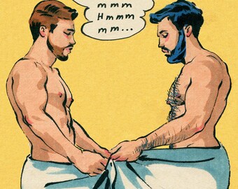Gay Locker Room Art Print: Vintage Comic Book LGBTQ Poster by Felix d'Eon