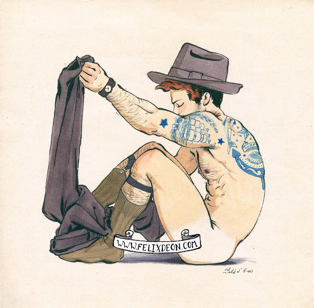 Youth Disrobing Poster Gay Male Nude Pinup Arousing ...