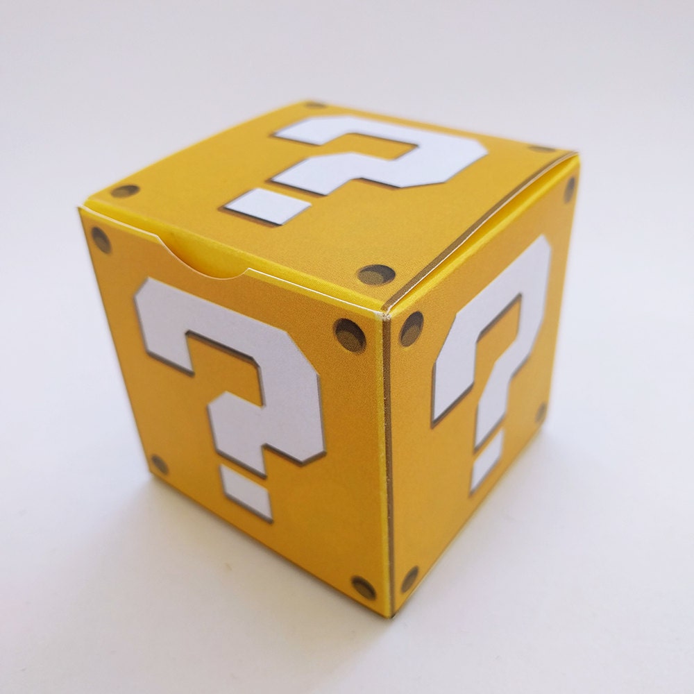 Super Mario Bros Mystery Question Block Cube Part Cardboard Display Diorama  Prop