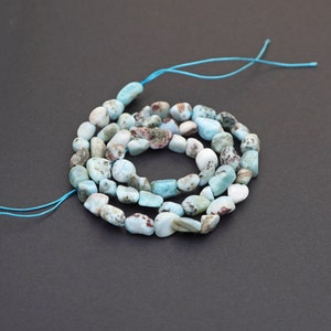 Small light blue larimar nugget beads, 15&quot; strand semiprecious stone, average size 10mm