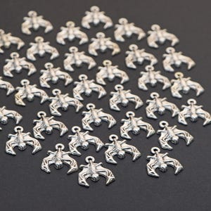 35 pcs small bat charms, bright silver plated base metal, CLOSEOUT, 18mm long