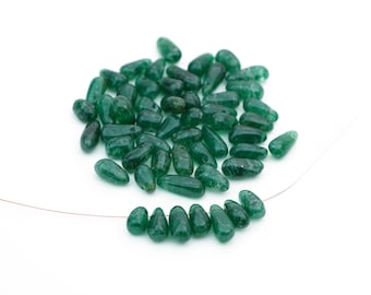 50 pcs small green aventurine teardrop beads, top drilled semiprecious stone, assorted size, closeout, length ranges from 6mm to 11mm