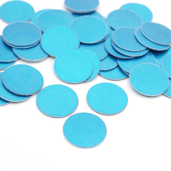 45 pcs flat round aluminum blanks, blue lightweight metal, closeout, 20mm across