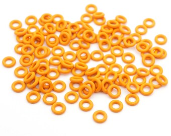 120 pcs small rubber jump rings, orange color, closeout, 7.25mm OD 3.5mm ID