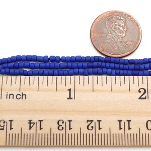 Three 11 inch strands of tiny lapis heishi beads, blue reconstituted semiprecious stone seed beads, average size 2mm image 7