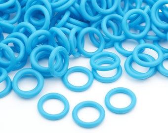 200 pcs rubber jump rings, light blue turquoise color, closeout, 15mm OD 10mm ID