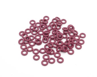 80 pcs small rubber jump rings, pinkish red color, closeout, 7.25mm OD 3.5mm ID