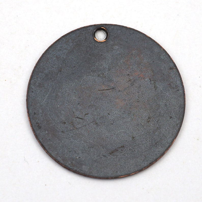 Copper crow charm raven pendant flat etched 28mm