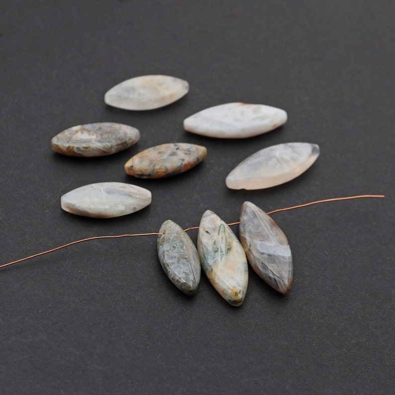 top drilled oval multicolor striped semiprecious stone 18mm 20mm 22mm 9 pcs flat silver needle agate beads