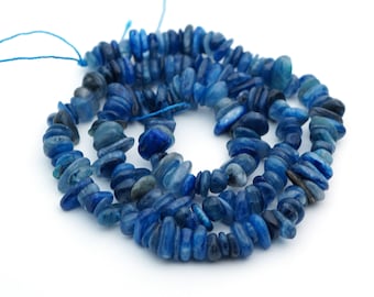 Small blue kyanite chips, 15" strand semiprecious stone beads, average size 8mm