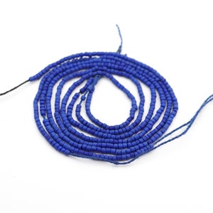 Three 11 inch strands of tiny lapis heishi beads, blue reconstituted semiprecious stone seed beads, average size 2mm image 1
