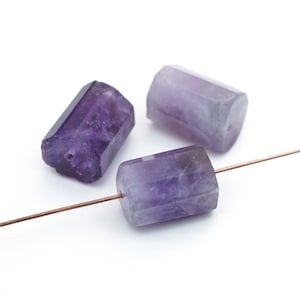 3 pcs faceted barrel beads, chevron amethyst semiprecious stone, purple and white, average size 18mm x 12mm