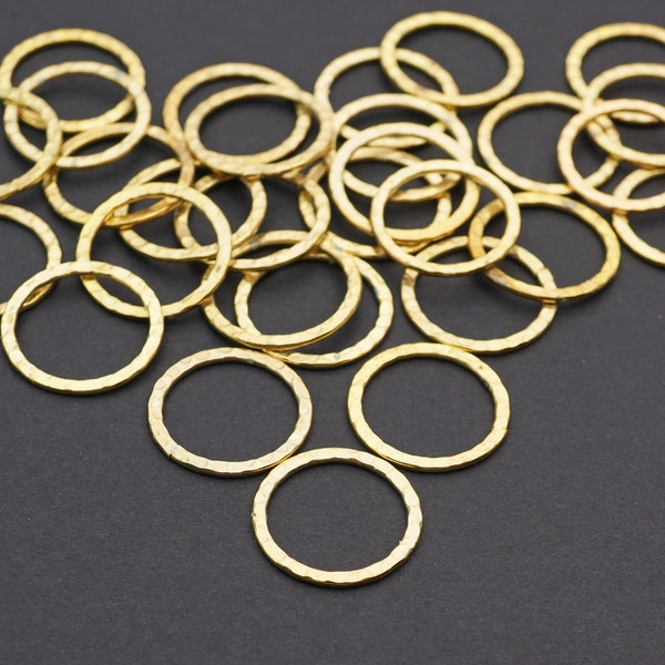 30 pcs gold plated hammered look rings, round components links, closeout, 20mm across