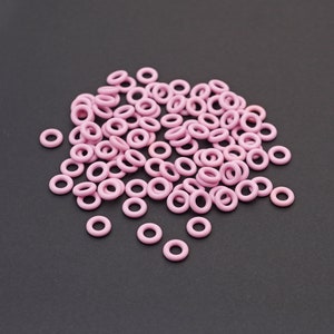 100 pcs small rubber jump rings, pink color, closeout, 7.25mm OD 3.5mm ID image 1