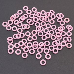 100 pcs small rubber jump rings, pink color, closeout, 7.25mm OD 3.5mm ID image 2