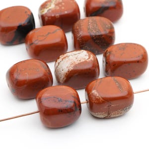 10 pcs rectangular red jasper nugget beads, semiprecious stone, average length 18mm