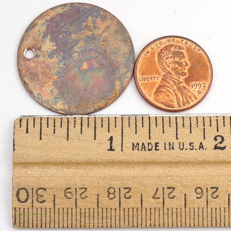Copper crow charm raven pendant flat etched 28mm