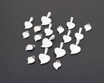 18 pcs glue on bails, plain heart shape, silver plated, large hole, assorted size