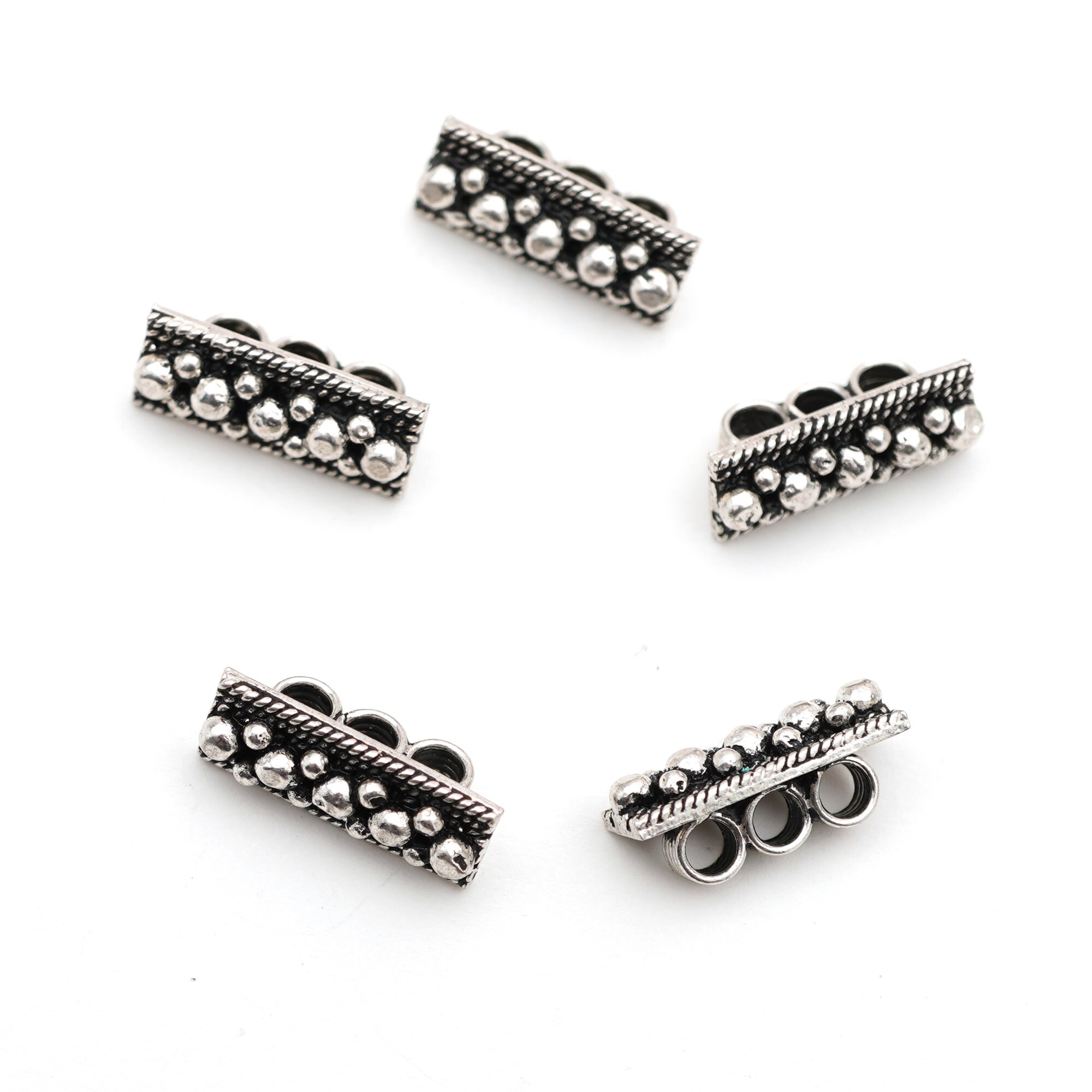 5 piezas de plata esterlina de 3 orificios de barras | Etsy