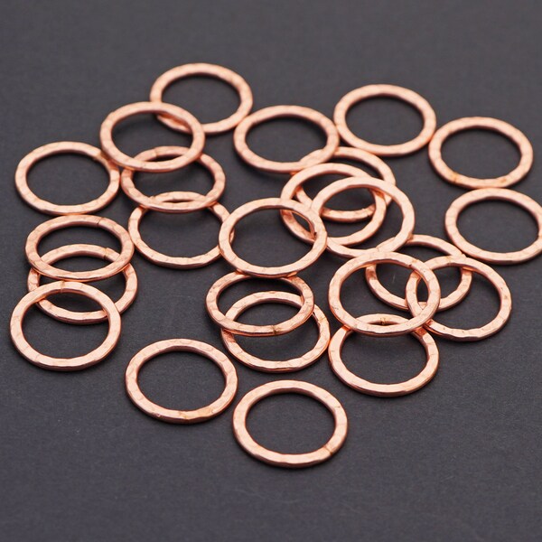 24 pcs copper plated hammered look rings, round components links, closeout, 16mm across