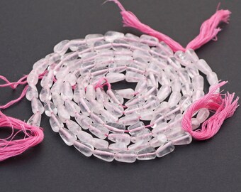 Rose quartz teardrop beads, three 14 inch strands small polished pink semiprecious stone, average size 9mm 10mm