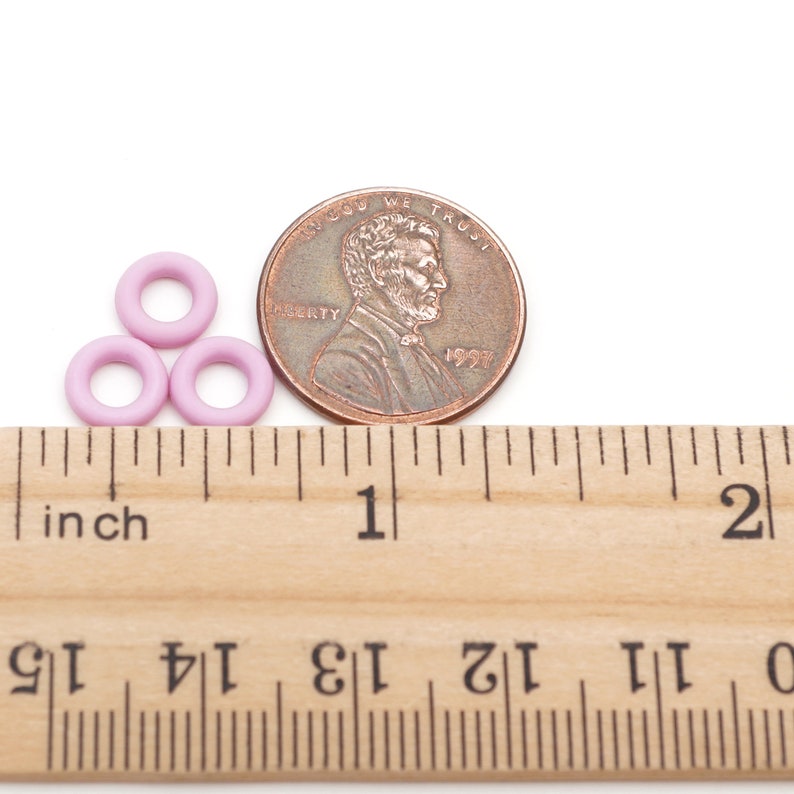 100 pcs small rubber jump rings, pink color, closeout, 7.25mm OD 3.5mm ID image 4