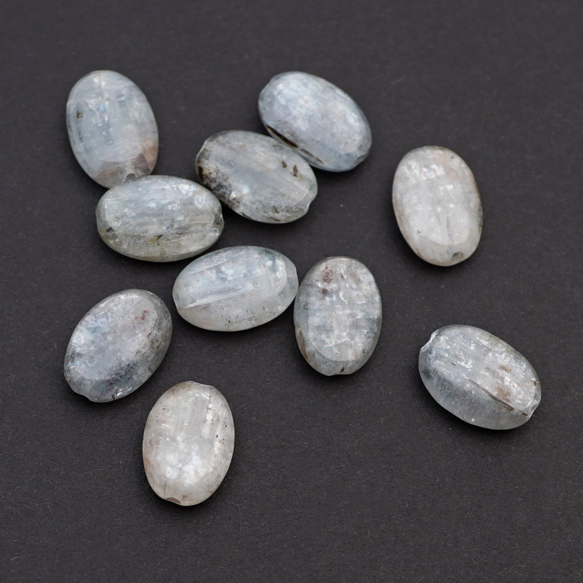 10 Stück ovale Kyanit Perlen kleiner flacher glatter | Etsy