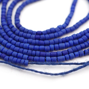Three 11 inch strands of tiny lapis heishi beads, blue reconstituted semiprecious stone seed beads, average size 2mm image 6