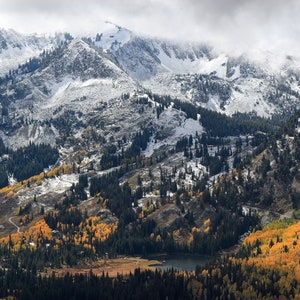Wasatch Mountains Photograph: Utah Fall Colors, Early Snow Landscape