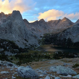 Sunset Lonesome Lake, Cirque of the Towers, Wind Rivers, Wyoming - Photograph Print Poster Picture Wall Photography Art Artist Landscape