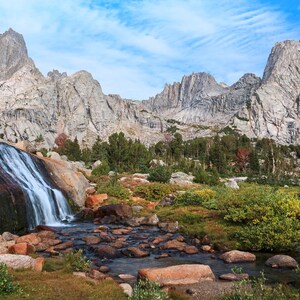 Cirque of the Towers and Waterfall - Wind River - Wyoming - Photograph Print Poster Picture Landscape Wall Decor Photography Art Artist