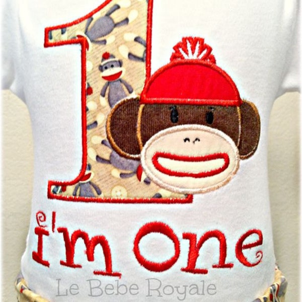 Cake Smash Outfit, Boy Birthday Shirt, 1ST Birthday, Sock monkey Shirt, Sock Monkey Birthday, Monkey Shirt, Size 12M-8, Sale