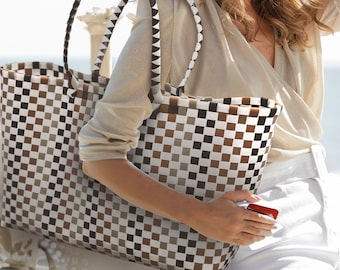 X-Large(XL) TOTE. Woven with Recycled Plastic. Solid Colored Design. Versatile Beach, Picnic, and Travel Bag!