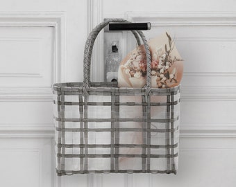 S-M TOTE. Woven with Recycled Plastic. Semi-Translucent Design. Versatile Beach, Picnic, Grocery Shopping, Daily and Travel Bag!