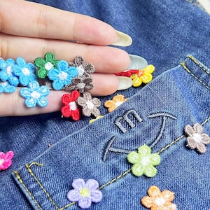 Colorful Embroidered Floral Bag Patch Hat Patch, Tiny Flower Embroidered Fabric Patch Set, Cute Embroidered Flower DIY Clothing Accessories