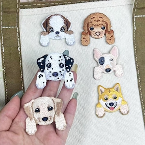 Adorable Puppy Fabric Patch, Embroidered Animal Iron on Patch Bag Patch Hat Patch, Unique Puppy Patches Clothing Accessories for Puppy Moms